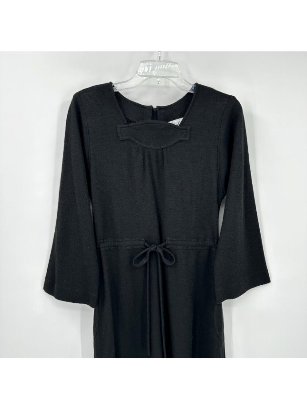 vintage 70s BLACK DRESS MEDIUM minimalist art teacher gallery owner modernist - Picture 3 of 12